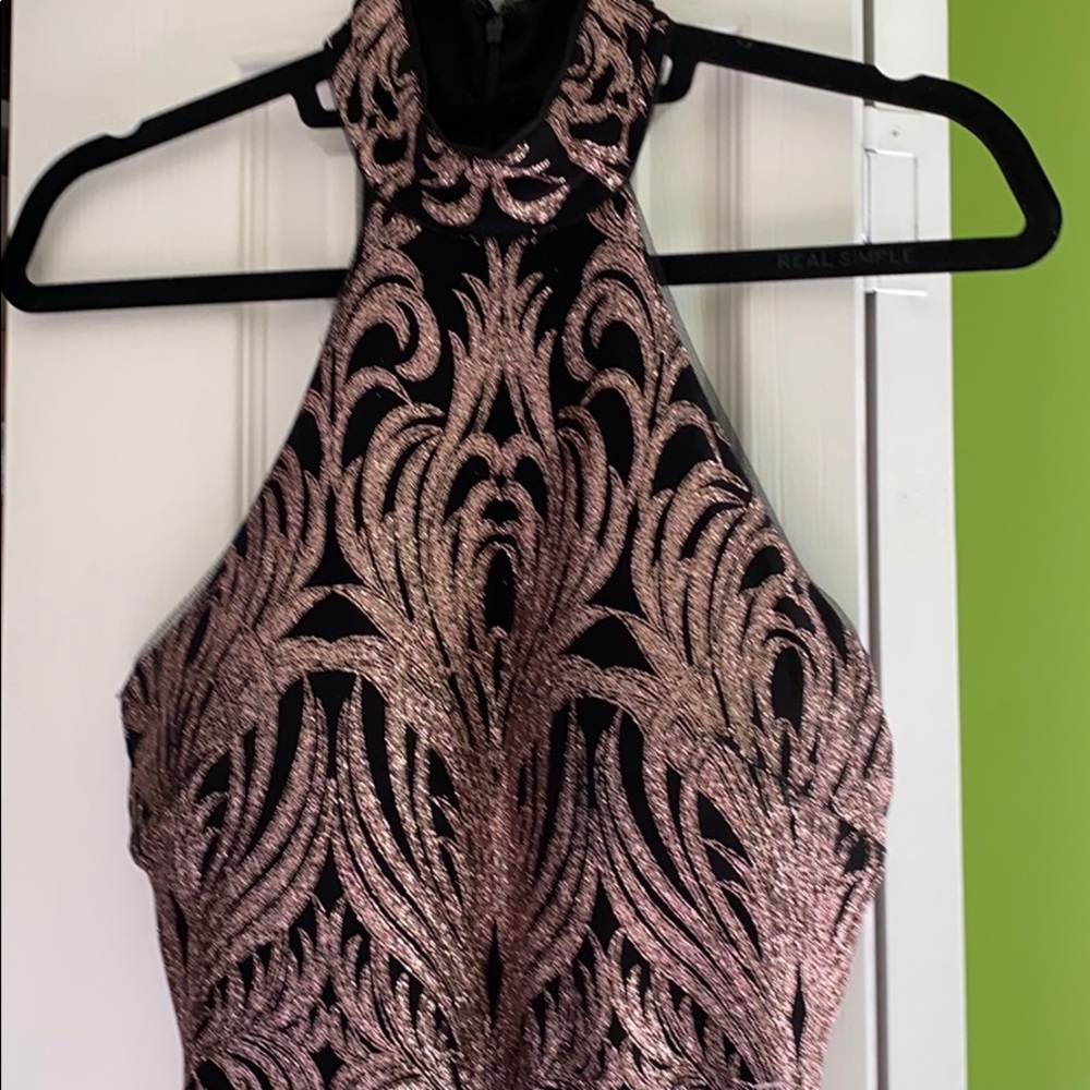 Stunning black and rose gold gown!